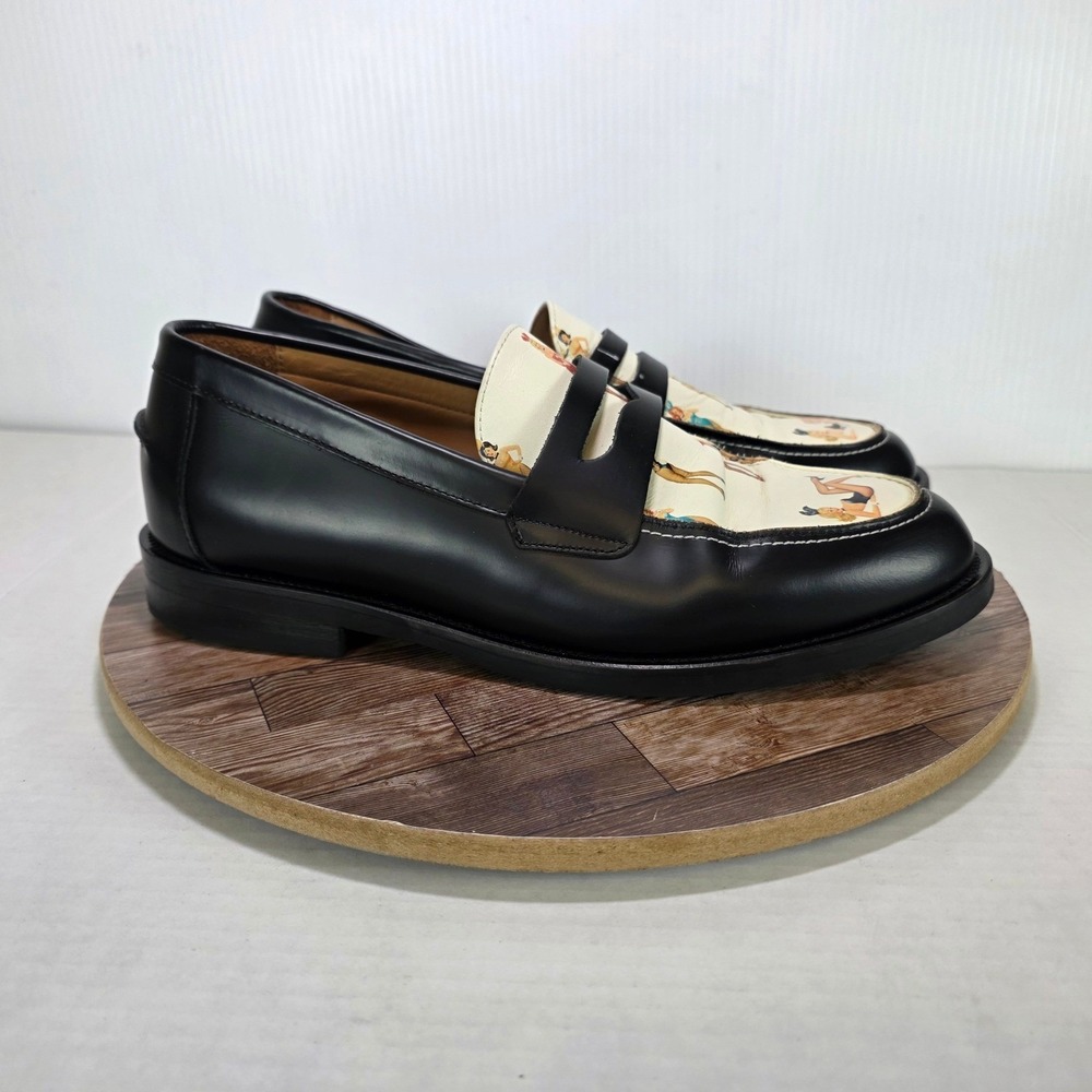 Duke + Dexter Penny Loafers Playboy Edition Mens Size 10 Black Pin Up Girl Print